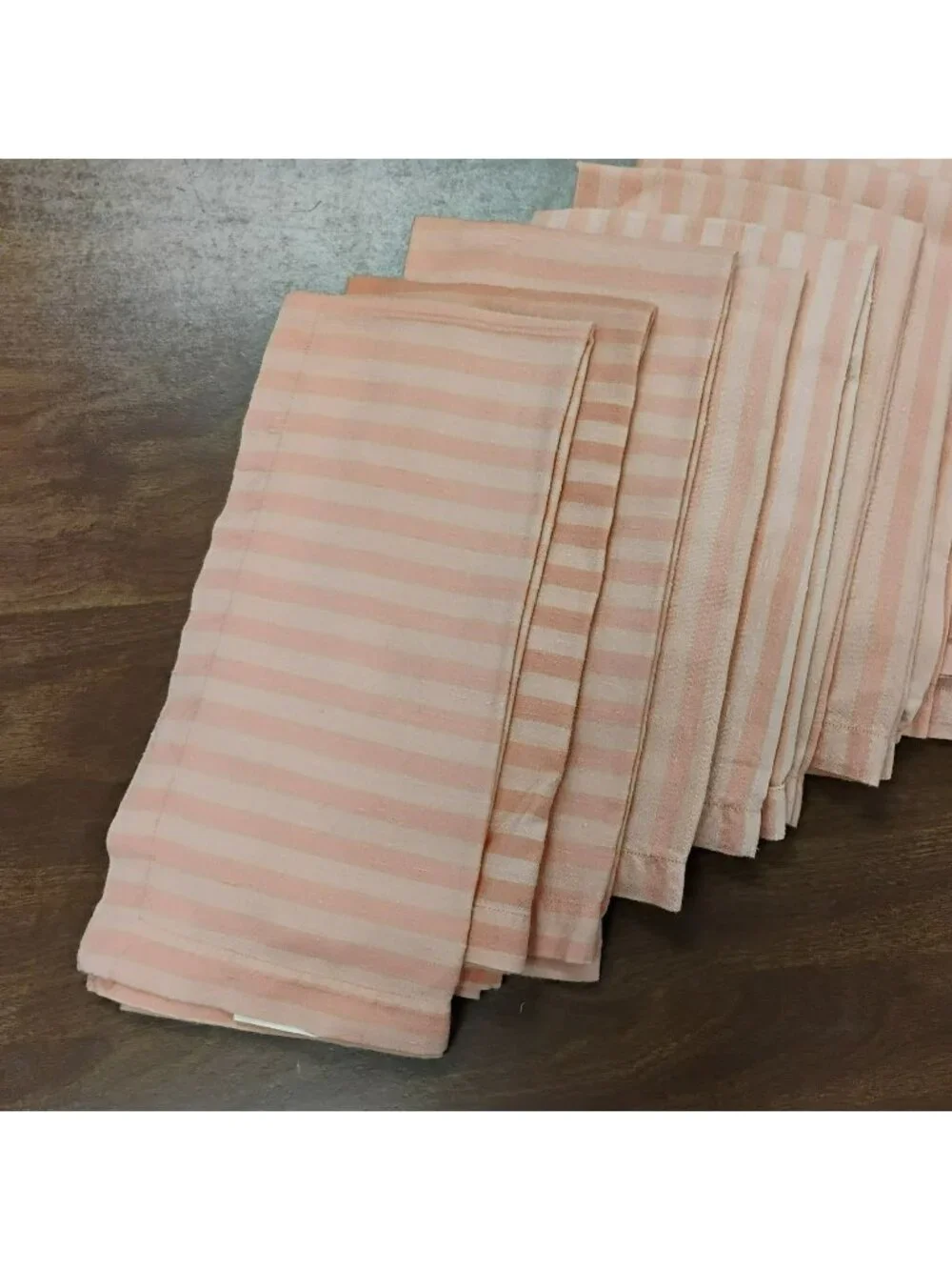 Crate & Barrel Savoy Apricot Striped Napkins Set Of 6 20
